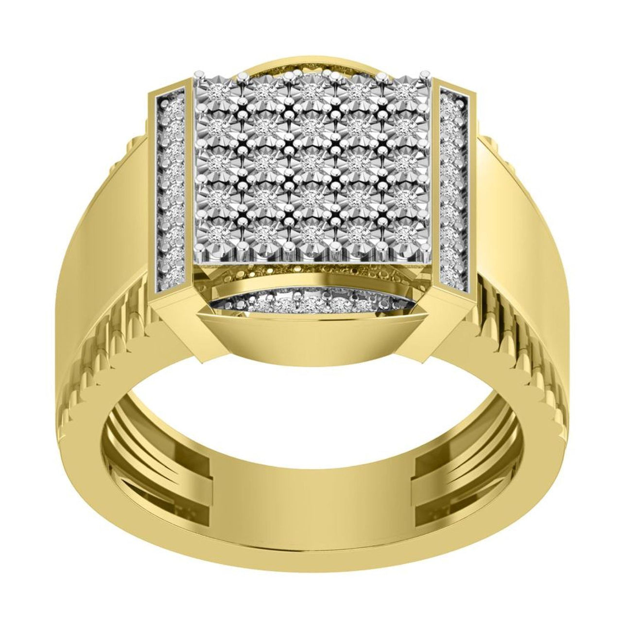 MEN'S RING 1/2 CT ROUND DIAMOND 10K YELLOW GOLD