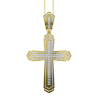 Thumbnail for MEN'S CROSS 2 CT ROUND DIAMOND 10K YELLOW GOLD
