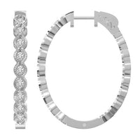Thumbnail for LADIES HOOPS 2 CT ROUND DIAMOND 10K WHITE GOLD