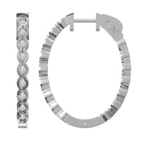 Thumbnail for LADIES HOOPS 1 CT ROUND DIAMOND 10K WHITE GOLD