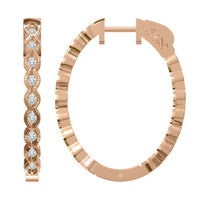 Thumbnail for LADIES HOOPS 1 CT ROUND DIAMOND 10K ROSE GOLD