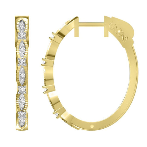 LADIES HOOPS 1/2 CT ROUND DIAMOND 10K YELLOW GOLD