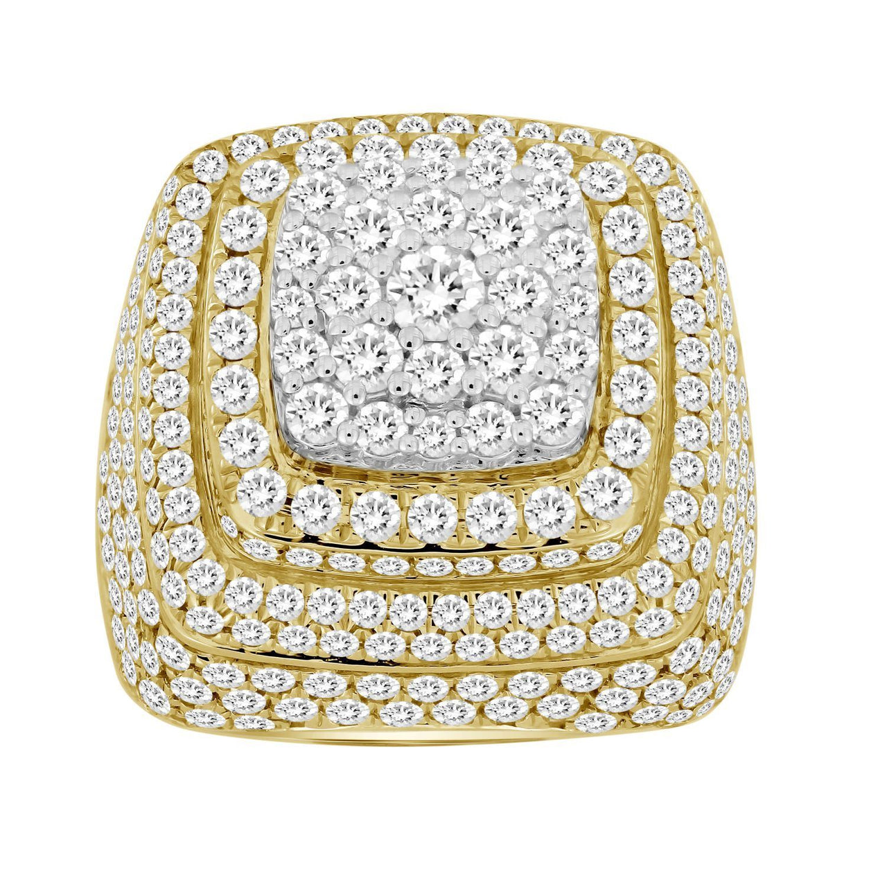 MEN'S RING 5 CT ROUND DIAMOND 14K YELLOW GOLD