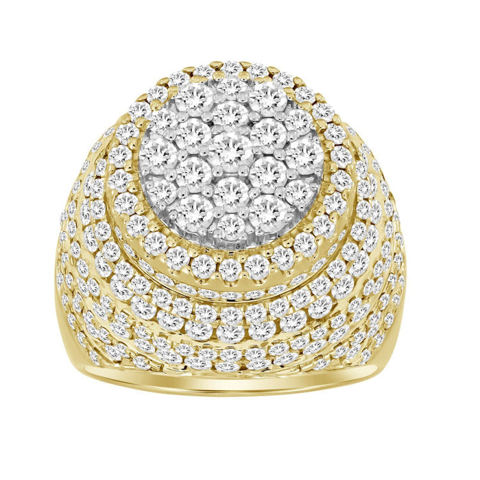 MEN'S RING 5 CT ROUND DIAMOND 14K YELLOW GOLD