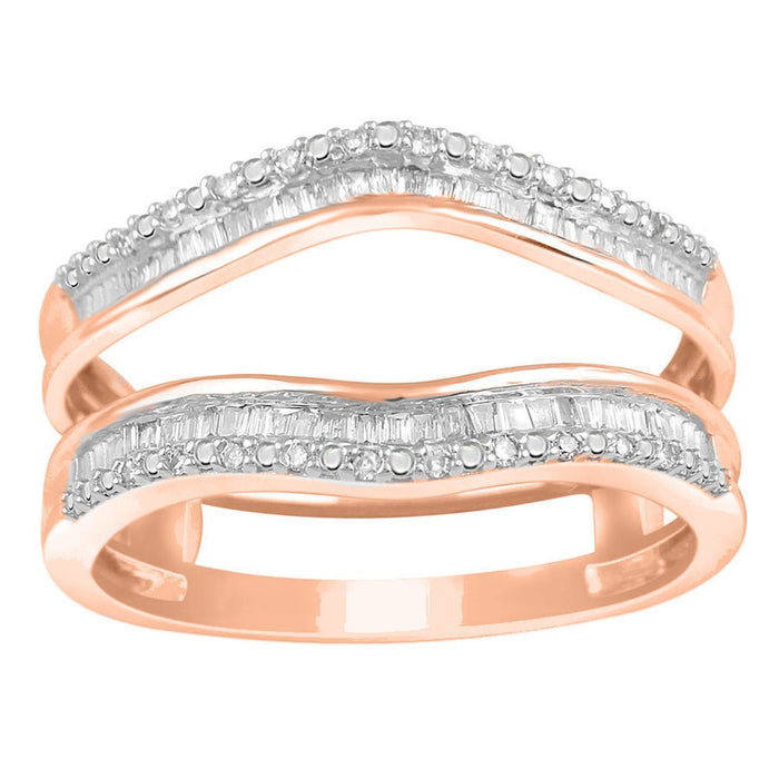 LADIES WRAPS & ENHANCERS 1/4 CT ROUND/BAGUETTE DIAMOND 10K ROSE GOLD