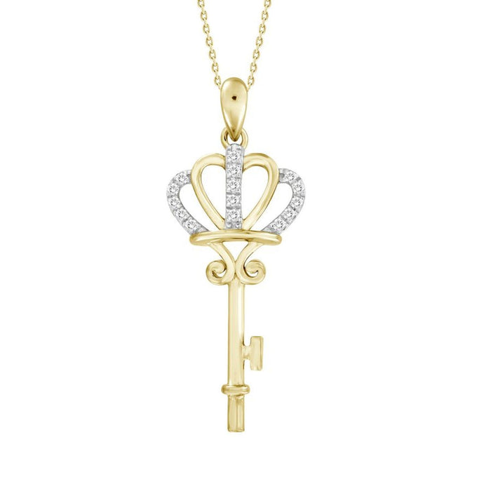 LADIES PENDANT 1/10 ROUND DIAMOND 10K YELLOW GOLD