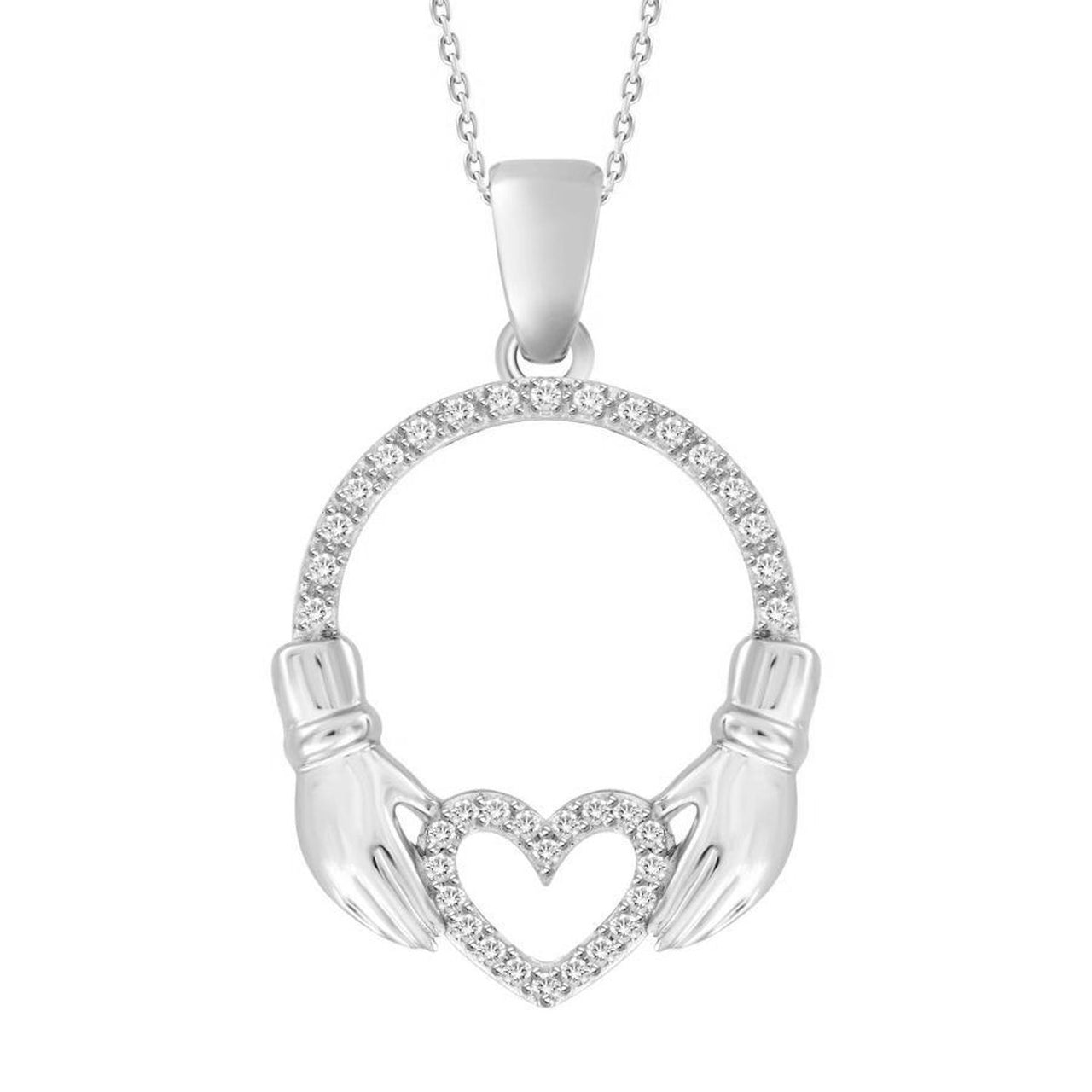 LADIES PENDANT 1/10 ROUND DIAMOND 10K WHITE GOLD