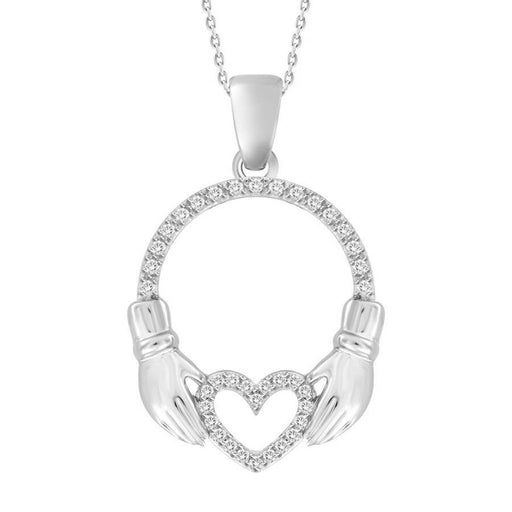 LADIES PENDANT 1/10 ROUND DIAMOND 10K WHITE GOLD