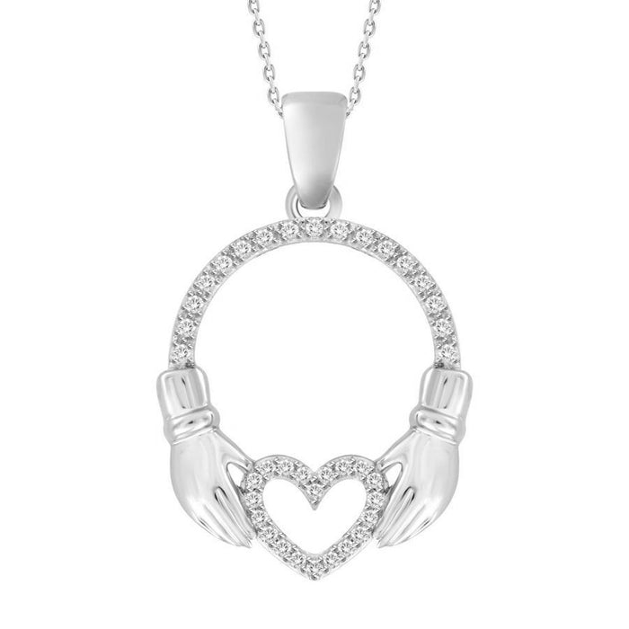 LADIES PENDANT 1/10 ROUND DIAMOND 10K WHITE GOLD