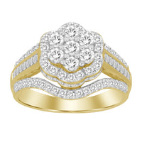 Thumbnail for LADIES RING 1 CT ROUND/BAGUETTE DIAMOND 10K YELLOW GOLD