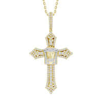 Thumbnail for MEN'S CROSS 3 CT ROUND DIAMOND 14K YELLOW GOLD