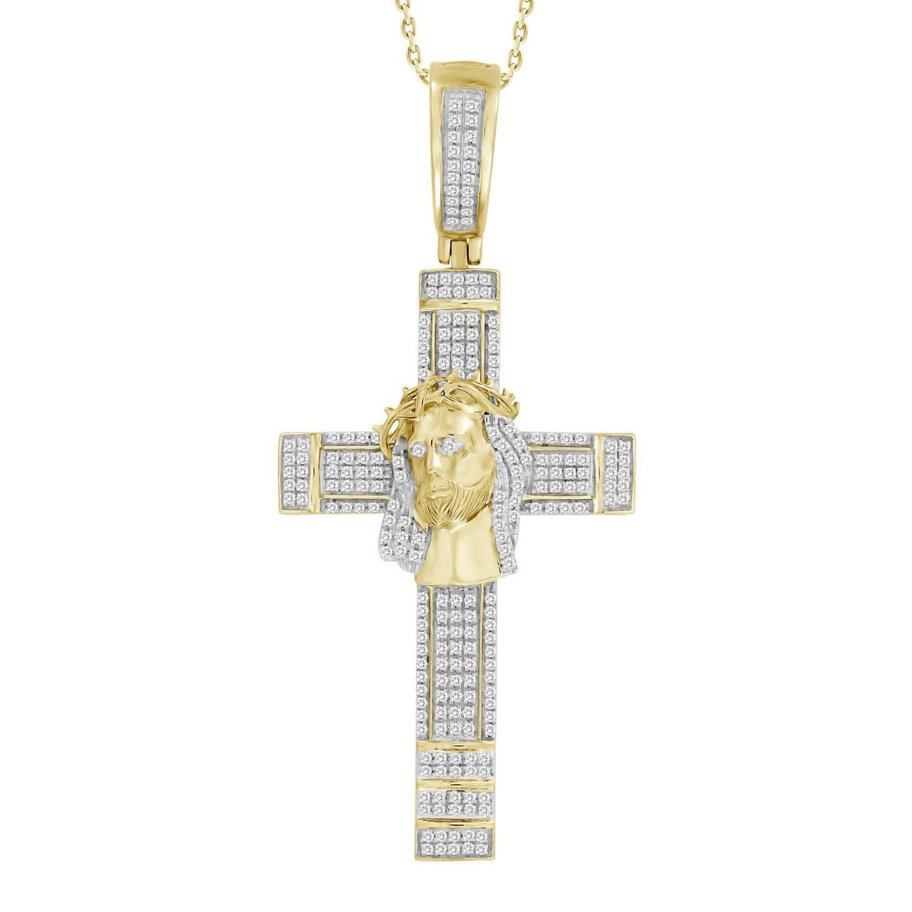 MEN'S CROSS 1/2 CT ROUND DIAMOND 10K YELLOW GOLD