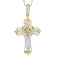 Thumbnail for MEN'S CROSS 1/2 CT ROUND/RUBY DIAMOND 10K YELLOW GOLD