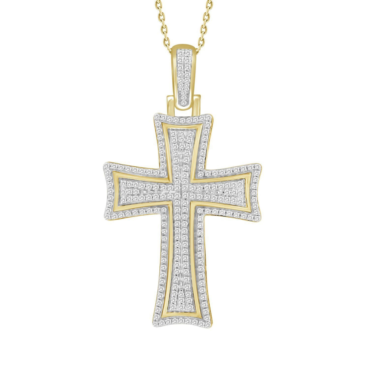 MEN'S CROSS 1/2 CT ROUND DIAMOND 10K YELLOW GOLD