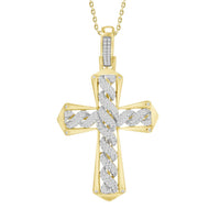 Thumbnail for MEN'S CROSS 1/2 CT ROUND DIAMOND 10K YELLOW GOLD