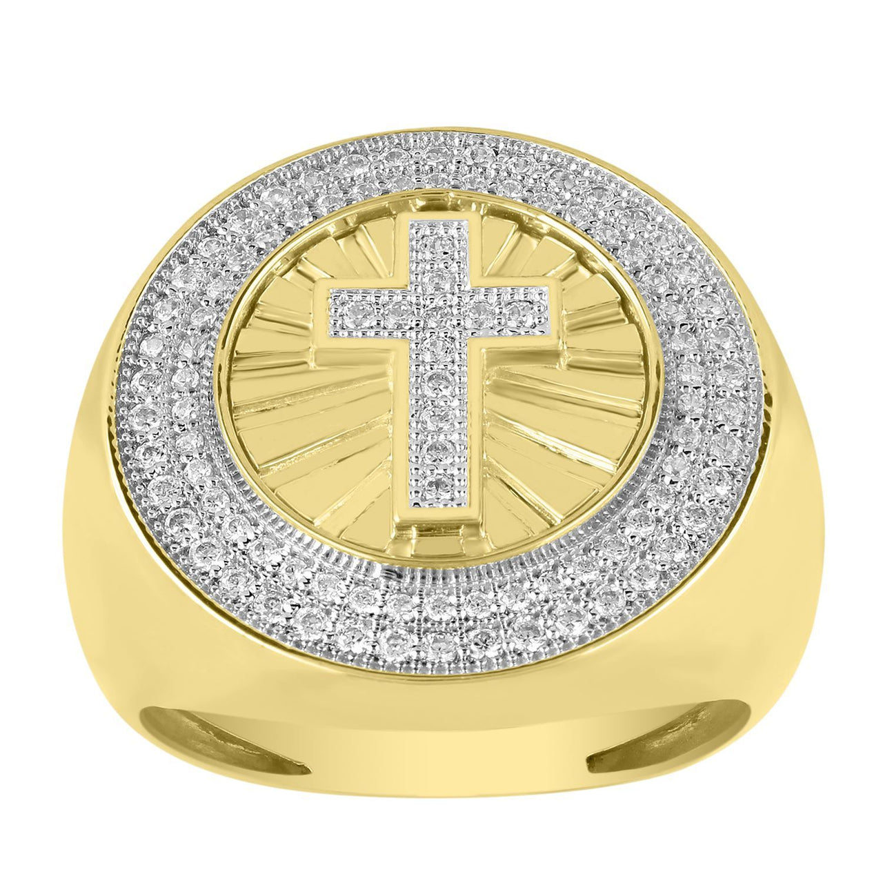 MEN'S RING 1/2 CT ROUND DIAMOND 10K YELLOW GOLD