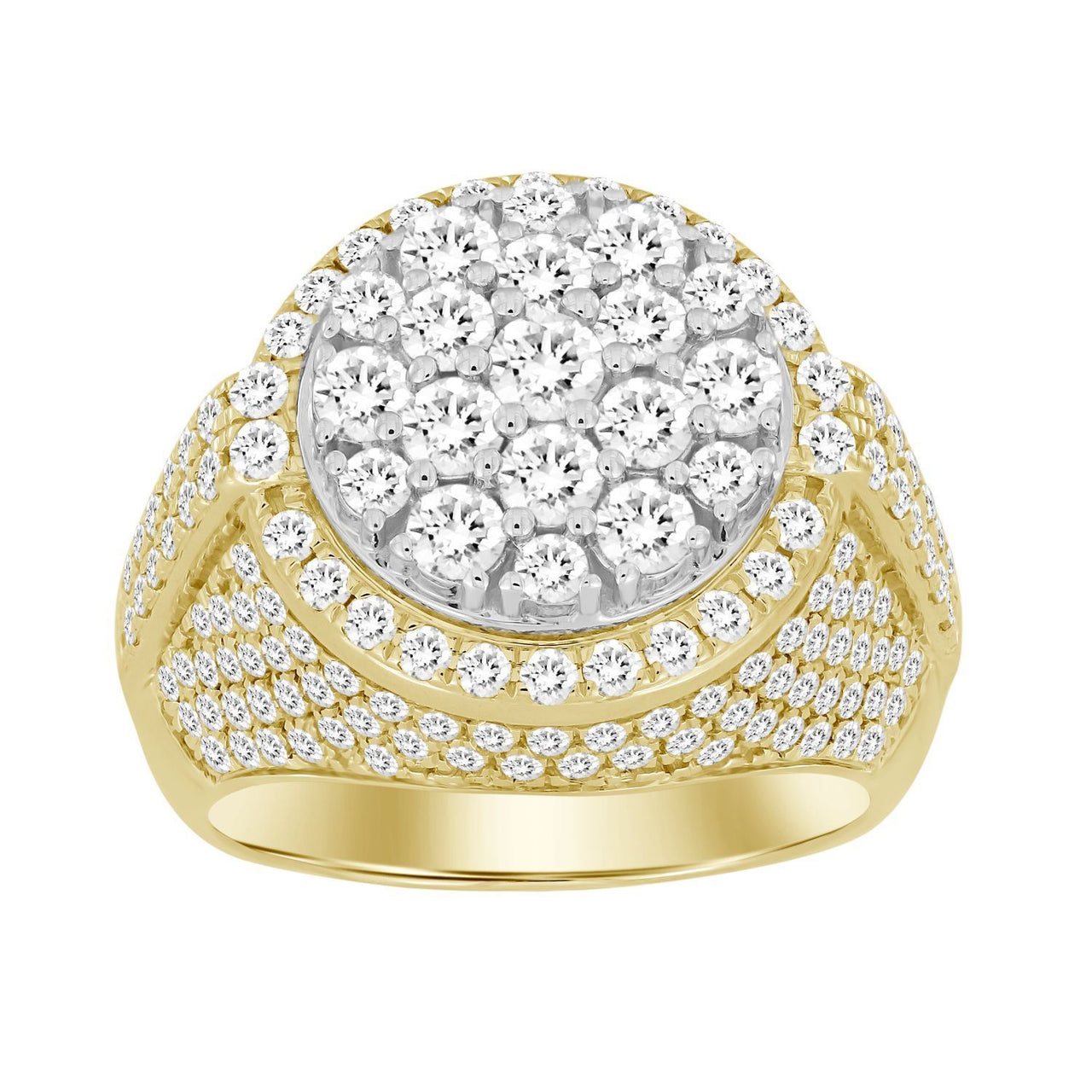 MEN'S RING 3 1/2 CT ROUND DIAMOND 10K YELLOW GOLD