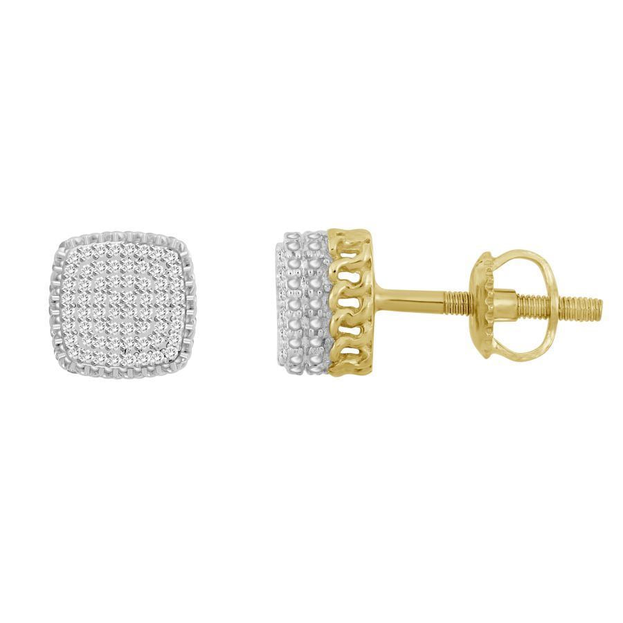 MEN'S EARRING 1/4 CT ROUND DIAMOND 10K YELLOW GOLD