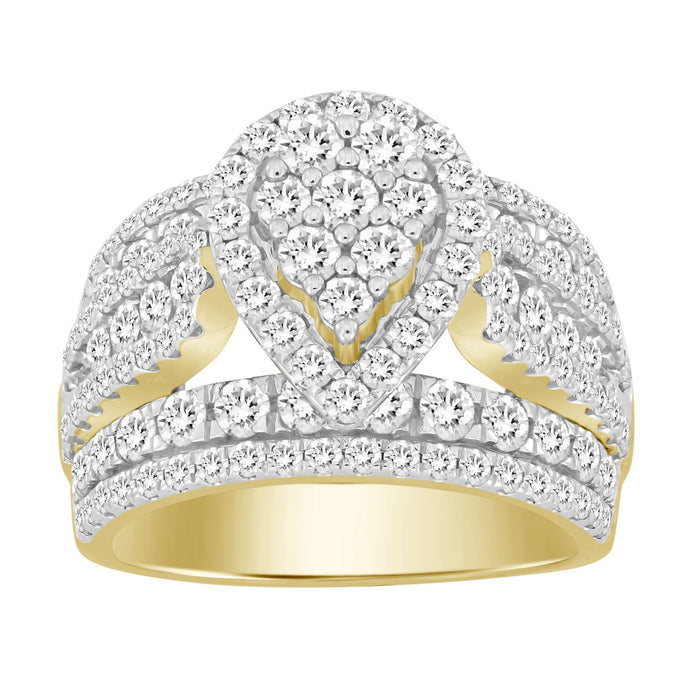 LADIES RING 3 CT ROUND DIAMOND 10K YELLOW GOLD