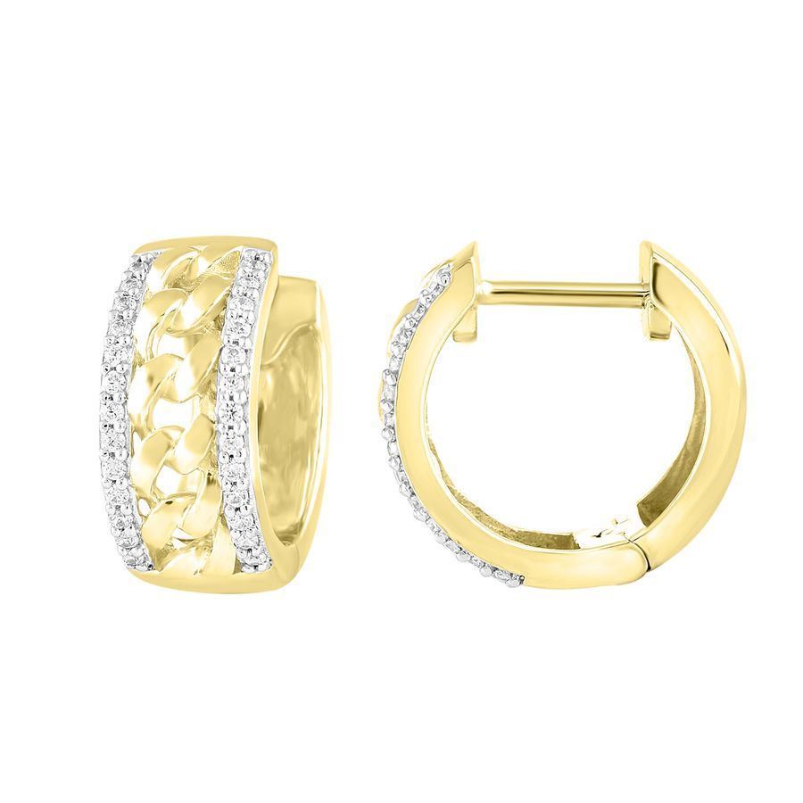MEN'S EARRING 1/5 CT ROUND DIAMOND 10K YELLOW GOLD