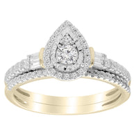 Thumbnail for LADIES BRIDAL RING SET 1/2 CT ROUND/BAGUETTE DIAMOND 10K YELLOW GOLD