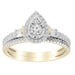 LADIES BRIDAL RING SET 1/2 CT ROUND/BAGUETTE DIAMOND 10K YELLOW GOLD