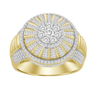 Thumbnail for MEN'S RING 1 CT ROUND/BAGUETTE DIAMOND 10K YELLOW GOLD