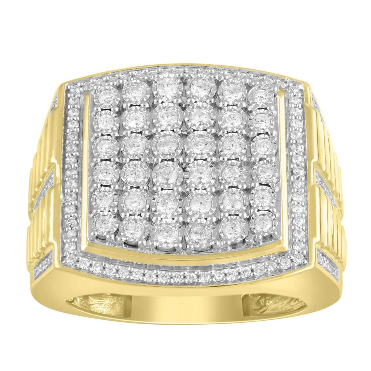MEN'S RING 1 CT ROUND DIAMOND 10K YELLOW GOLD