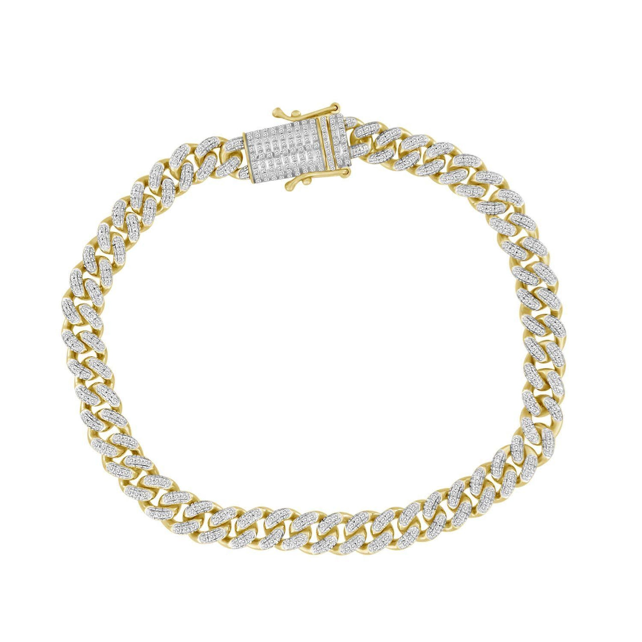 MEN'S BRACELET 1 CT ROUND DIAMOND 10K YELLOW GOLD
