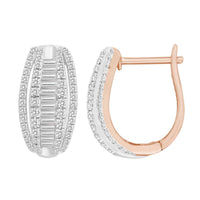 Thumbnail for LADIES HOOPS 1/2 CT ROUND/BAGUETTE  DIAMOND 10K ROSE GOLD