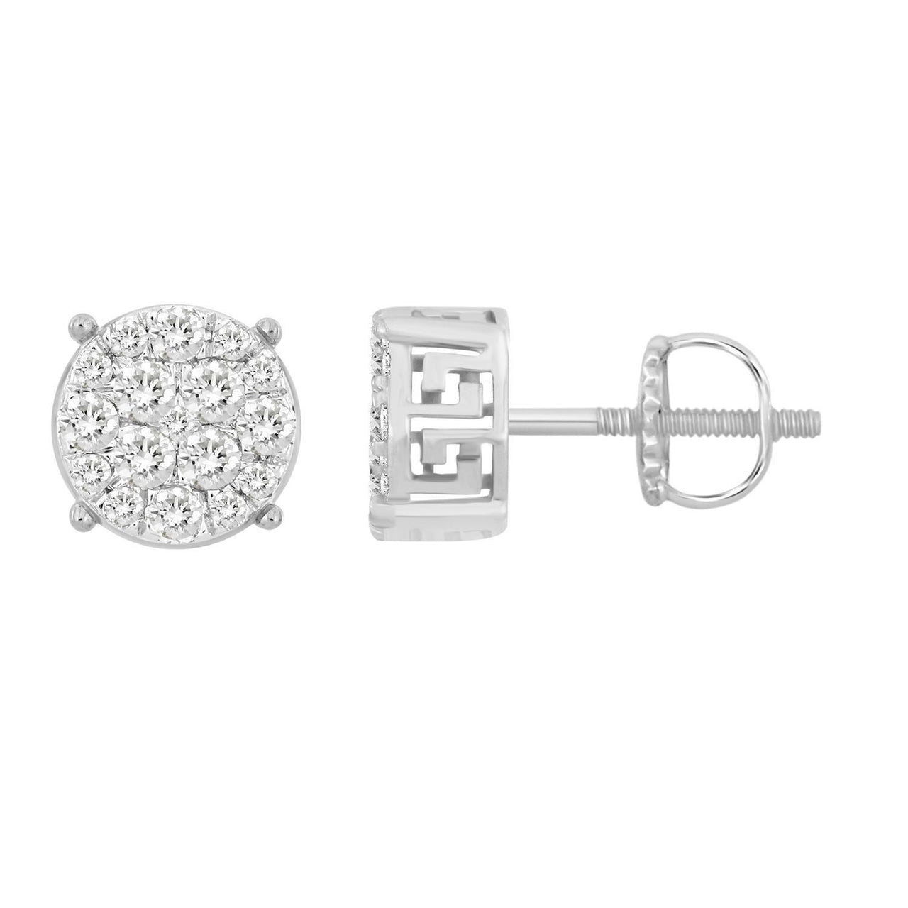 MEN'S EARRING 1/2 CT ROUND  DIAMOND 10K WHITE GOLD