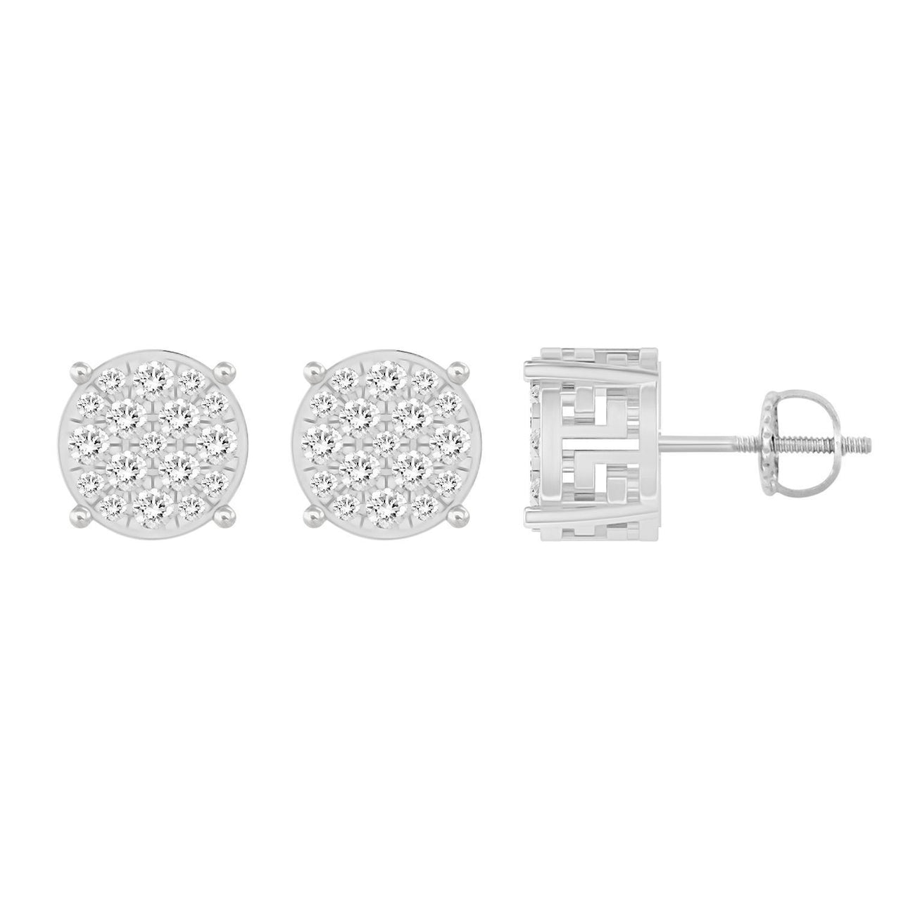 MEN'S EARRING 1/4 CT ROUND  DIAMOND 10K WHITE GOLD