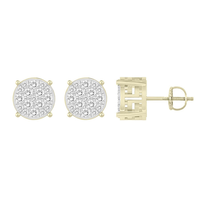 MEN'S EARRING 1/4 CT ROUND  DIAMOND 10K YELLOW GOLD