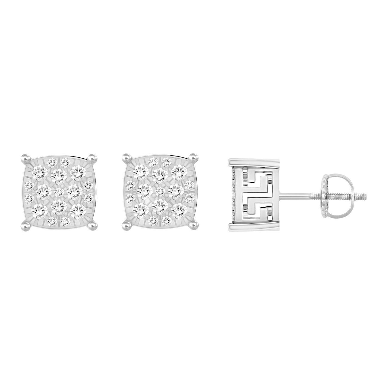 MEN'S EARRING 1/4 CT ROUND  DIAMOND 10K WHITE GOLD