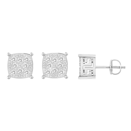 MEN'S EARRING 1/4 CT ROUND  DIAMOND 10K WHITE GOLD