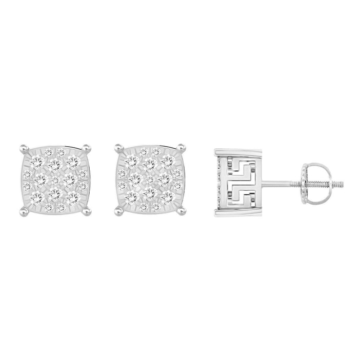 MEN'S EARRING 1/4 CT ROUND  DIAMOND 10K WHITE GOLD