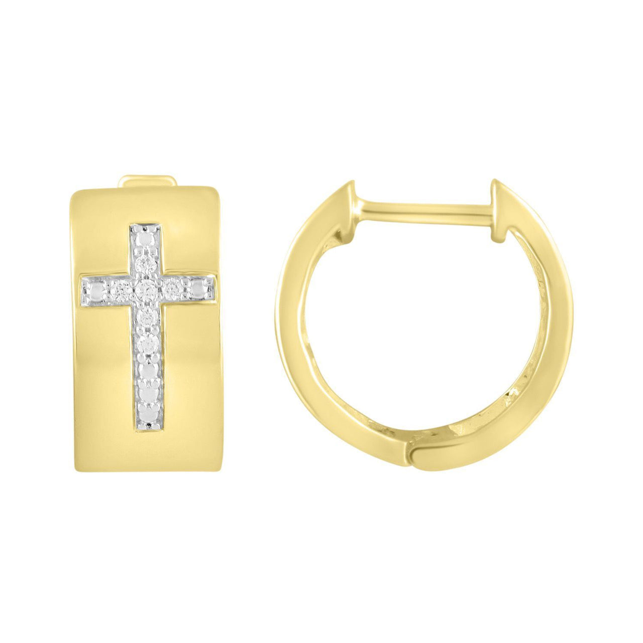 MEN'S EARRING 1/20 CT ROUND  DIAMOND 10K YELLOW GOLD