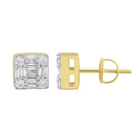 Thumbnail for MEN'S EARRING 1/2 CT ROUND/BAGUETTE  DIAMOND 10K YELLOW GOLD