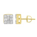 MEN'S EARRING 1/2 CT ROUND/BAGUETTE  DIAMOND 10K YELLOW GOLD
