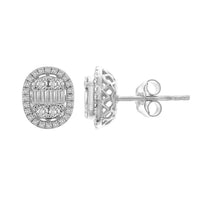 Thumbnail for MEN'S EARRING 1/2 CT ROUND/BAGUETTE  DIAMOND 10K WHITE GOLD