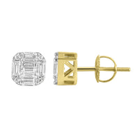 Thumbnail for MEN'S EARRING 1/2 CT ROUND/BAGUETTE  DIAMOND 10K YELLOW GOLD