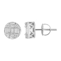 Thumbnail for MEN'S EARRING 1/2 CT ROUND/BAGUETTE  DIAMOND 10K WHITE GOLD