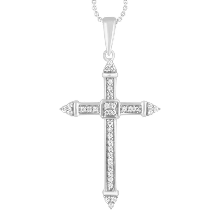 MEN'S CROSS 1/6 CT ROUND DIAMOND 10K WHITE GOLD