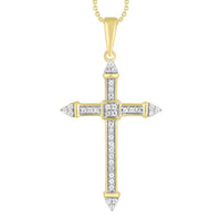 Thumbnail for MEN'S CROSS 1/6 CT ROUND DIAMOND 10K YELLOW GOLD