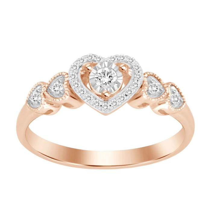 LADIES RING 1/6 CT ROUND DIAMOND 10K ROSE GOLD