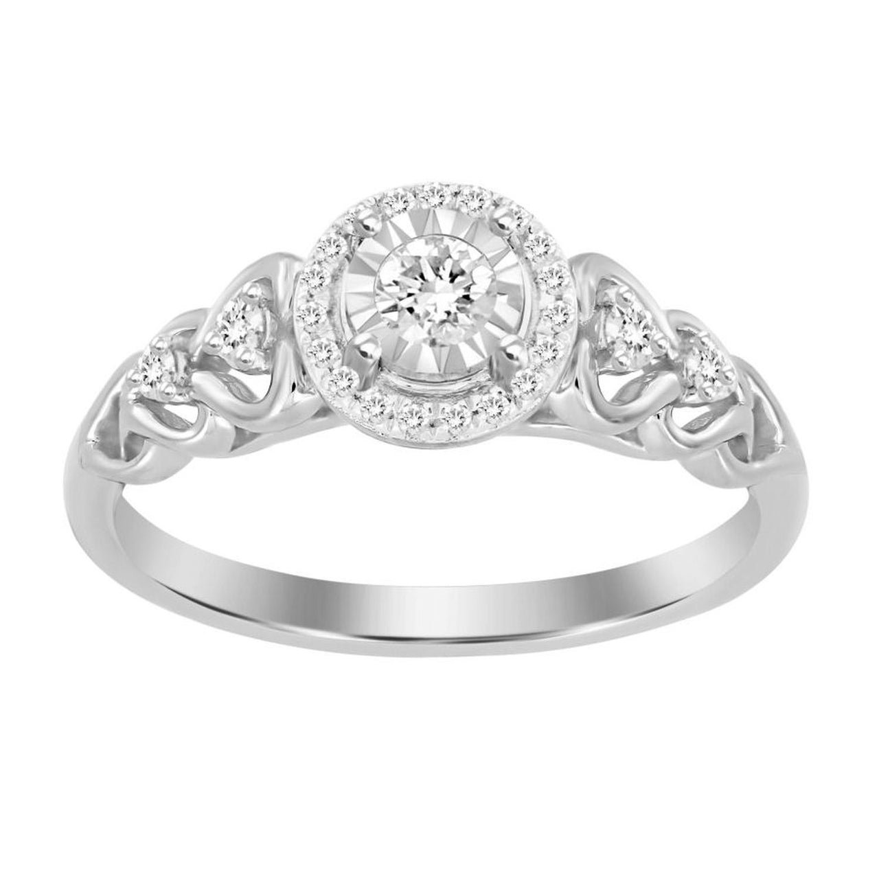 LADIES RING 1/5 CT ROUND DIAMOND 10K WHITE GOLD