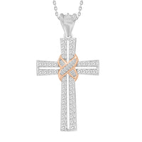 Thumbnail for LADIES PENDANT 1/6 CT ROUND/BAGUETTE DIAMOND 10K WHITE/ROSE GOLD