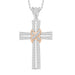 LADIES PENDANT 1/6 CT ROUND/BAGUETTE DIAMOND 10K WHITE/ROSE GOLD