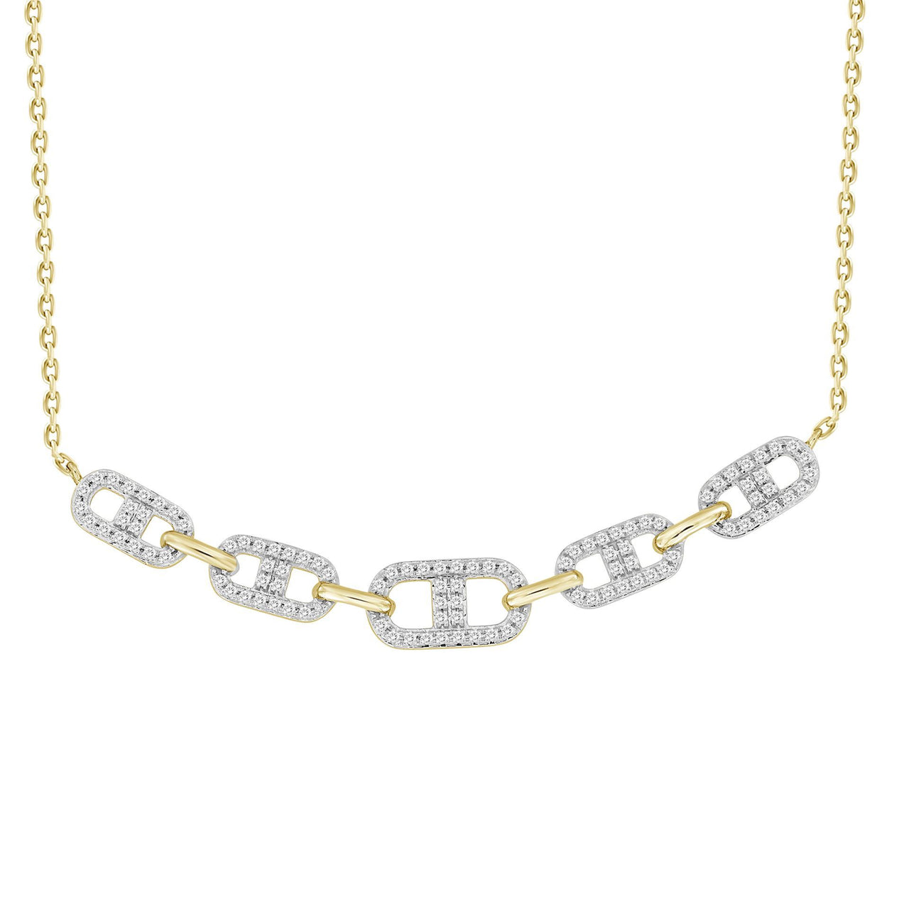 LADIES NECKLACE 1/4 CT ROUND DIAMOND 10K YELLOW GOLD