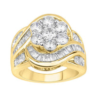 Thumbnail for LADIES RING 3 CT ROUND/BAGUETTE DIAMOND 10K YELLOW GOLD